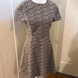 Banana Republic Factory Womens Black White Printed Fit Flare Dress Size 4 Chic